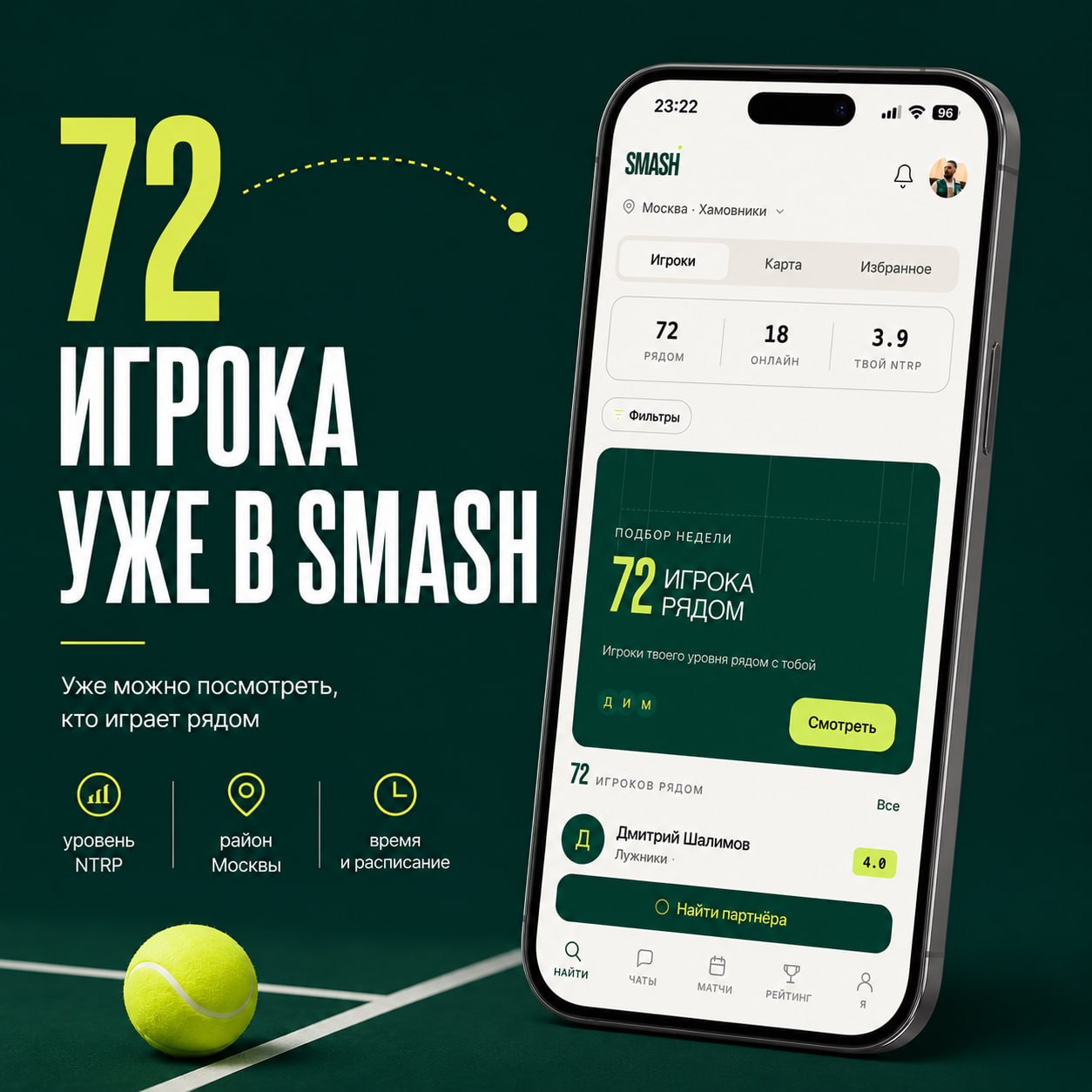Как найти партнёра, который правда придёт на корт.
